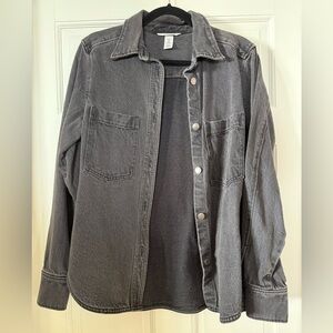 H&M Womens Jean Shirt Jacket - Black